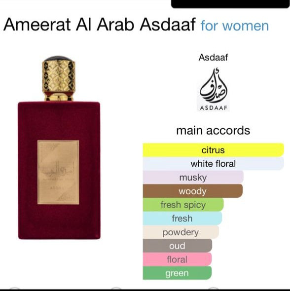 AMEERAT AL ARAB ASDAAF EAU DE PARFUM 100ML FEMALE FRAGRANCE